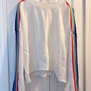 Spiritual Gangster Rainbow Stripe Cotton Crop Sweatshirt